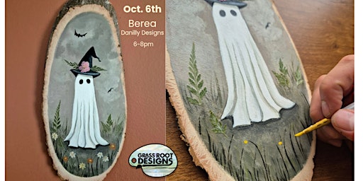 Witch Ghost On Wood Slice | Danilly Designs Berea
